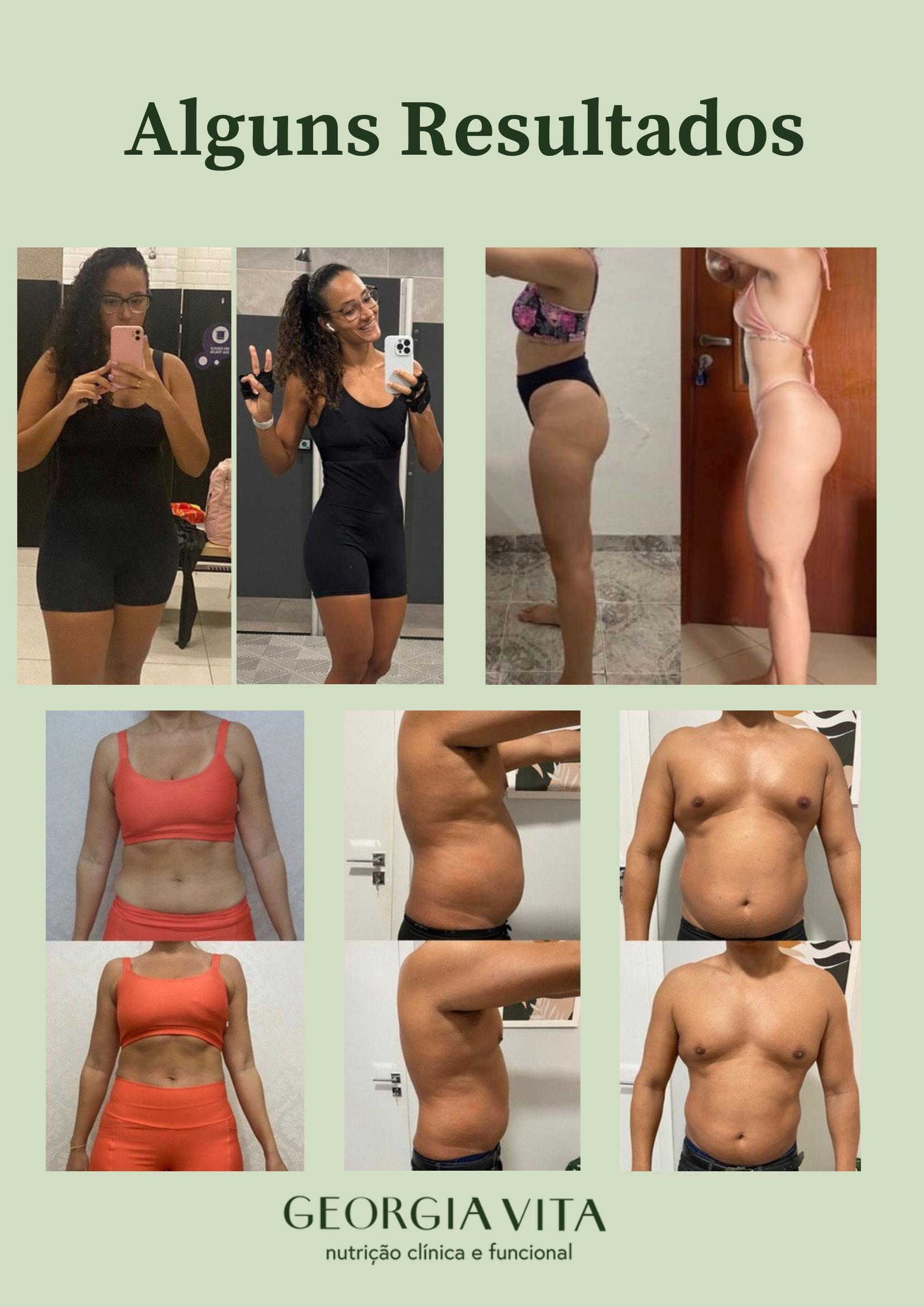 Antes e depois de resultados de consultoria nutricional